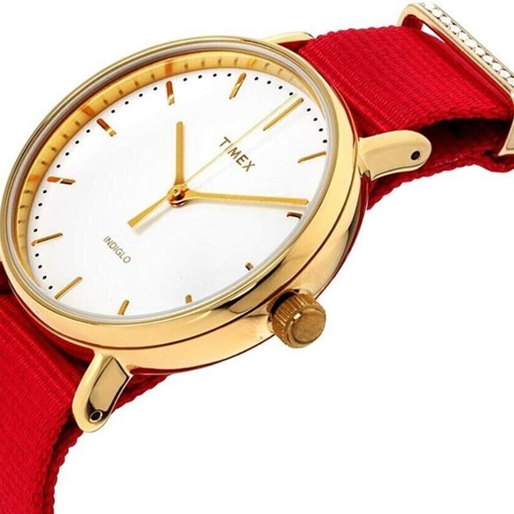 $159 MSRP- Timex Fairfield Women\'s Gold-Tone Swarovski Analog Watch Nylon Strap main image 4